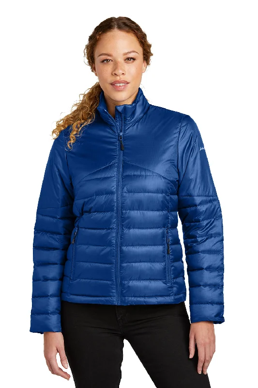 Eddie Bauer Womens Water Resistant Quilted Full Zip Jacket - Cobalt Blue