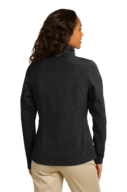 Eddie Bauer Womens Shaded Crosshatch Wind & Water Resistant Full Zip Jacket - Black