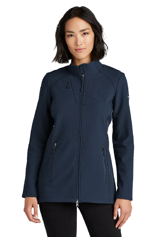 Eddie Bauer Womens Stretch Water Resistant Full Zip Soft Shell Jacket - River Navy Blue