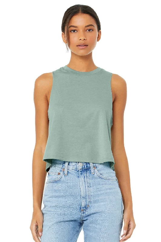 Bella + Canvas Womens Cropped Tank Top - Heather Dusty Blue