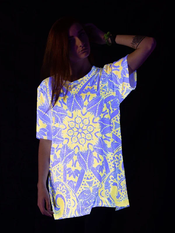 Neon Orange Lotus Mandala Unisex Crew