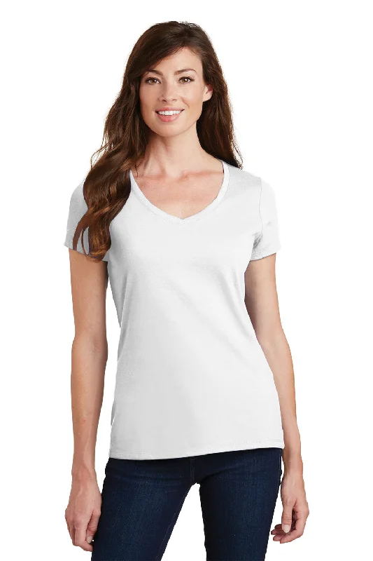 Port & Company Womens Fan Favorite Short Sleeve V-Neck T-Shirt - White