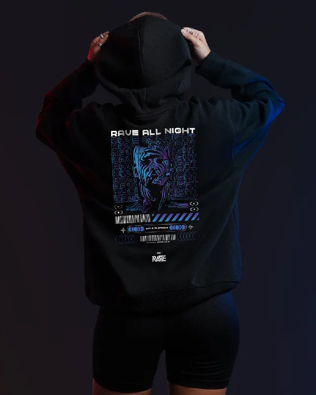 Rave All Night Hoodie in schwarz