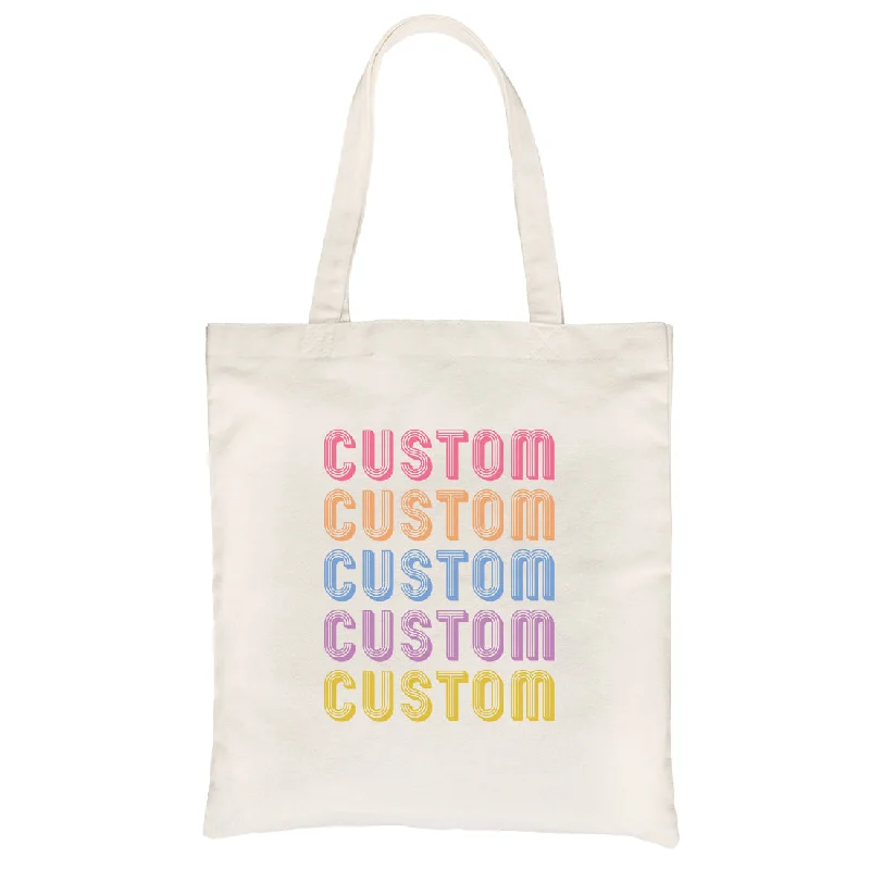 Colorful Multiline Text Fun Bright Custom Personalized Canvas Bag