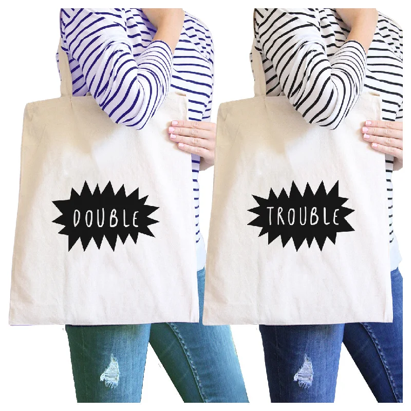 Double Trouble BFF Matching Natural Canvas Bags