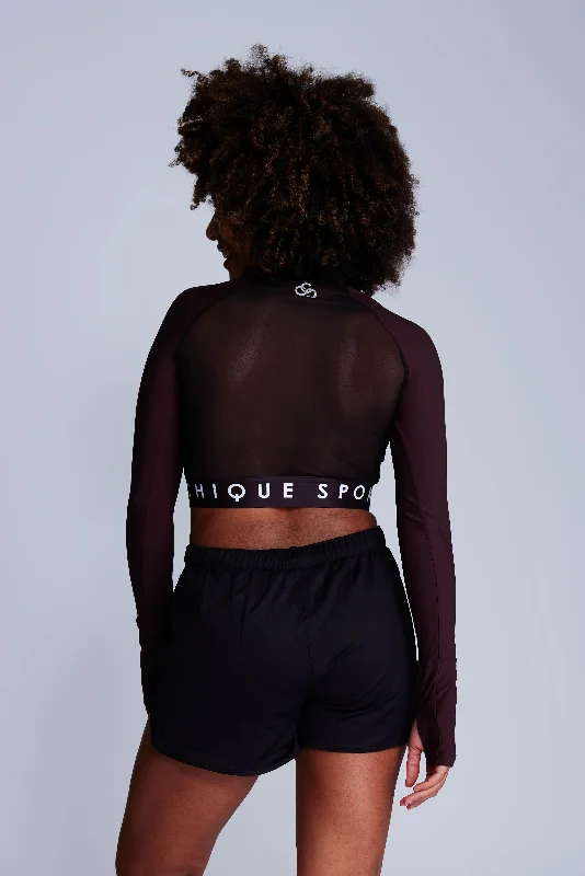 Ignite Long-Sleeve Crop Top in Truffle