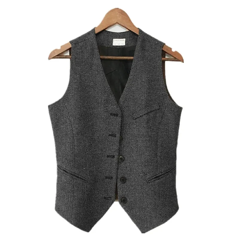Casual Slim Fit V Neck Women Waistcoat Comfortable Winter Waistcoat Vest