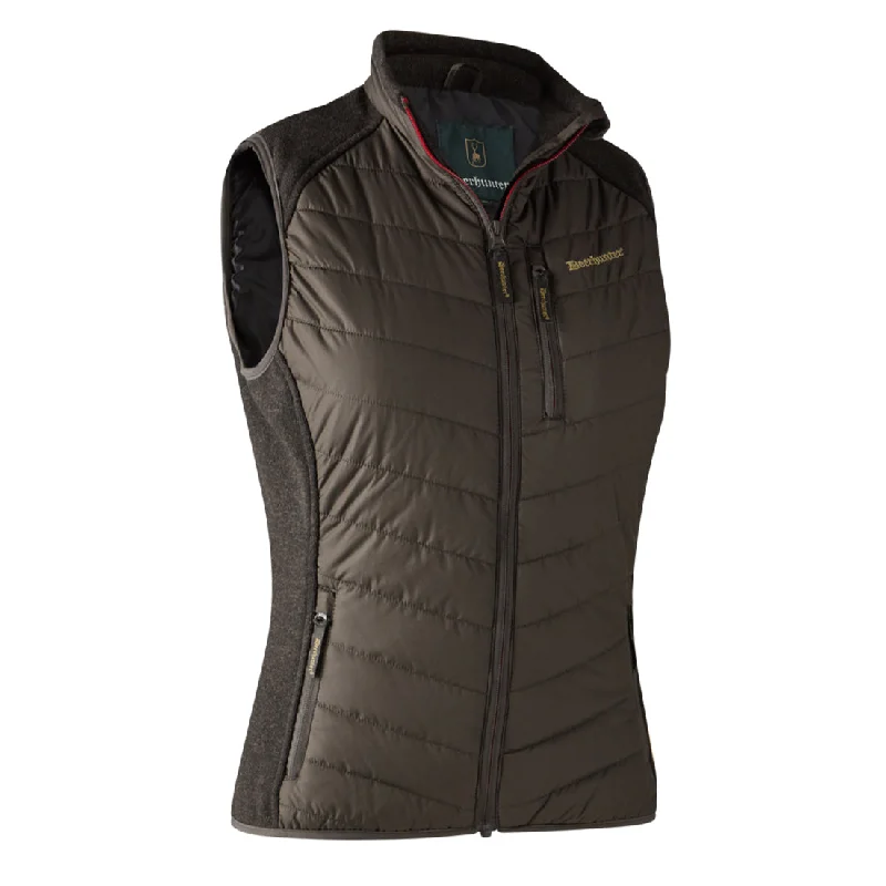 Deerhunter Womens Caroline padded Waistcoat Brown Leaf Fashionable Military Waistcoat Jacket