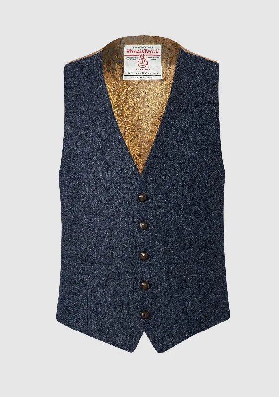 Iain Waistcoat - Navy Herringbone Chic Open-Front Waistcoat Vest