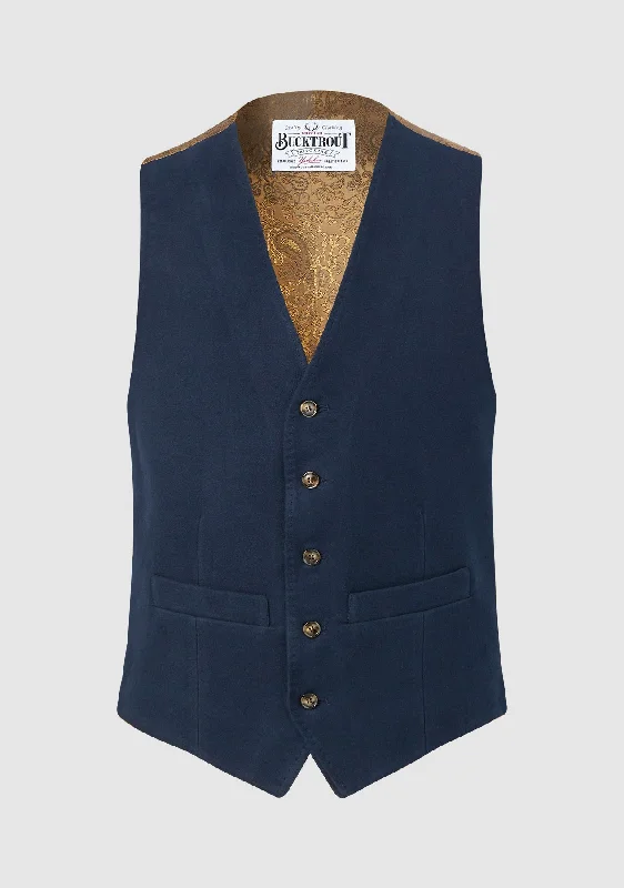Moleskin Waistcoat - Navy Comfortable Slim Waistcoat Vest