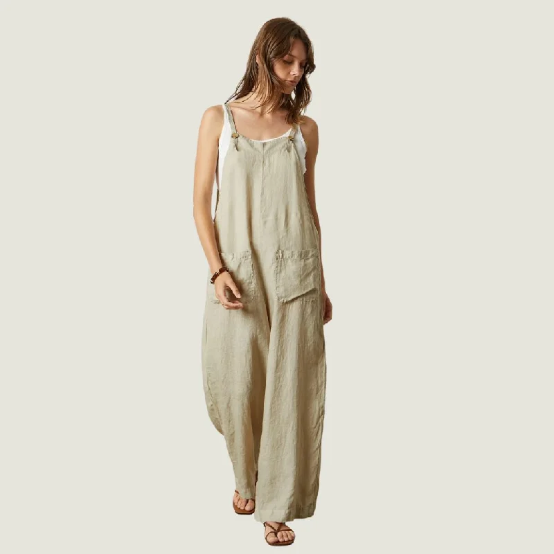 Isabel Linen Overalls (Cobble) Cropped Denim Overalls