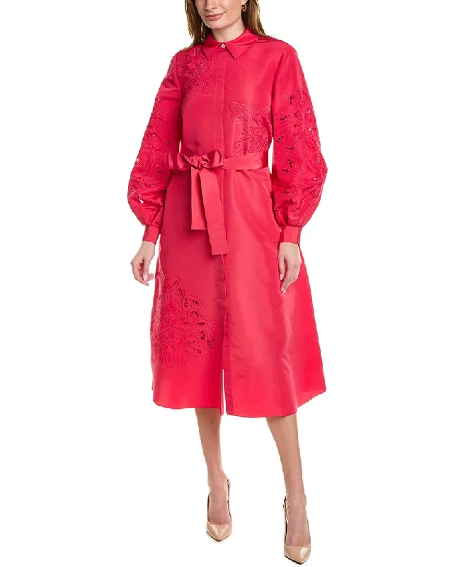 Carolina Herrera Silk Trench Dress Casual Button-Up Trench Coat