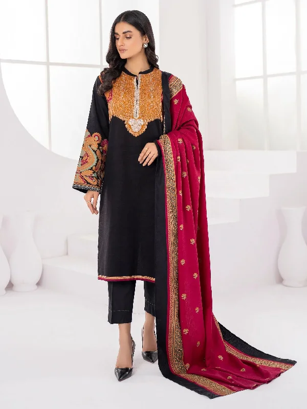3pc LimeLight Khaddar Wool Shawl Dress u1415-black Cozy Plaid Shawl Scarf