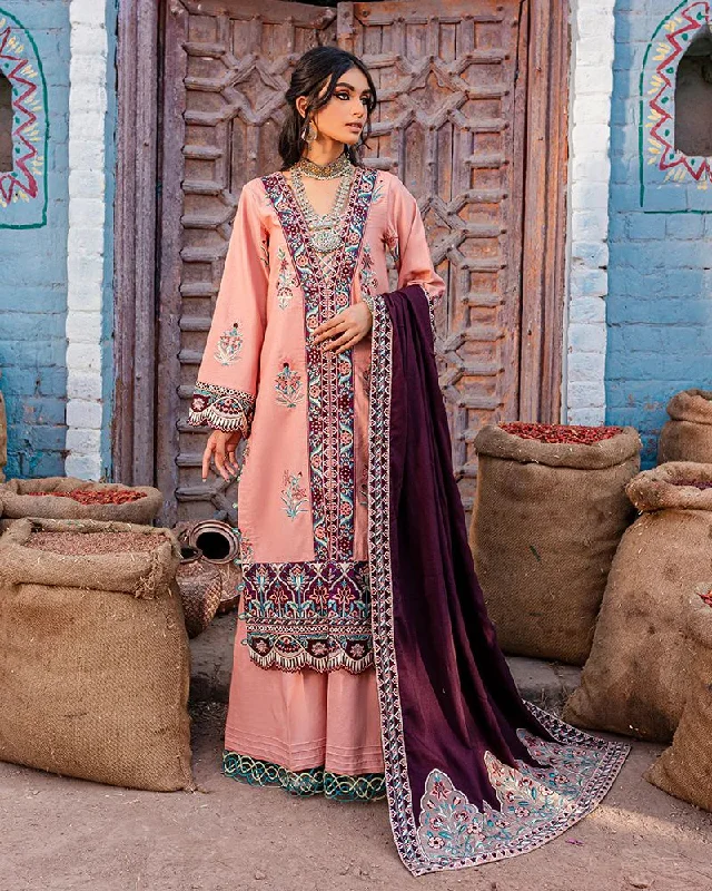 3pc Ready to Wear Khaddar Pashmina Shawl Dress 05 Trendy Chunky Knit Shawl