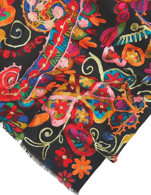Embroidered Madrid Shawl Luxurious Silk Shawl Cape