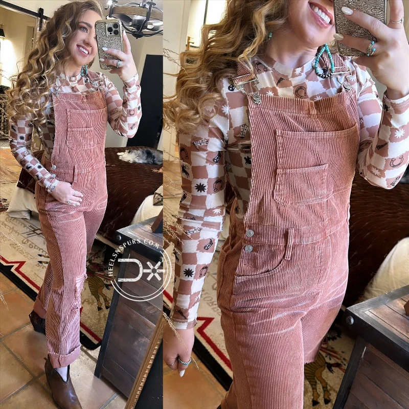 Corduroy Overalls Rolled Hem Overalls