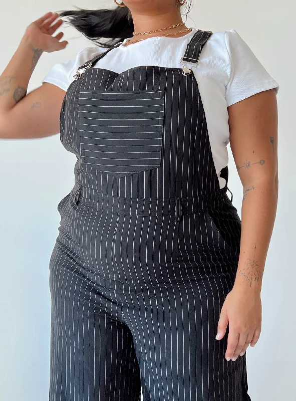 Hayden Overalls Black Curve Utility Zip-Front Overalls