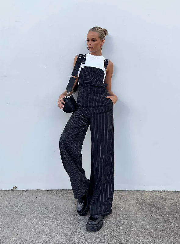 Hayden Overalls Black One-Shoulder Elegant Jumpsuit