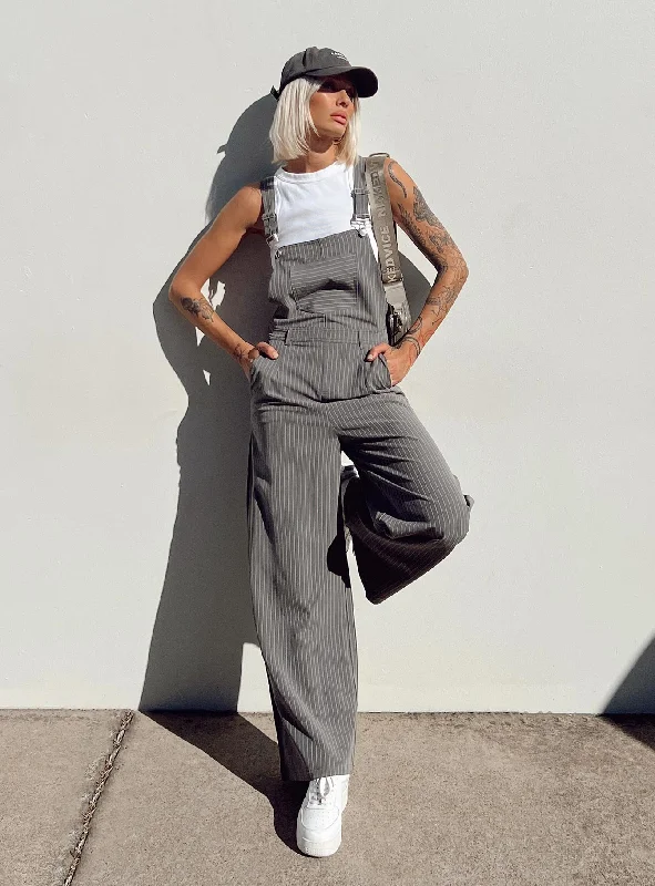 Hayden Overalls Grey Soft Terrycloth Romper