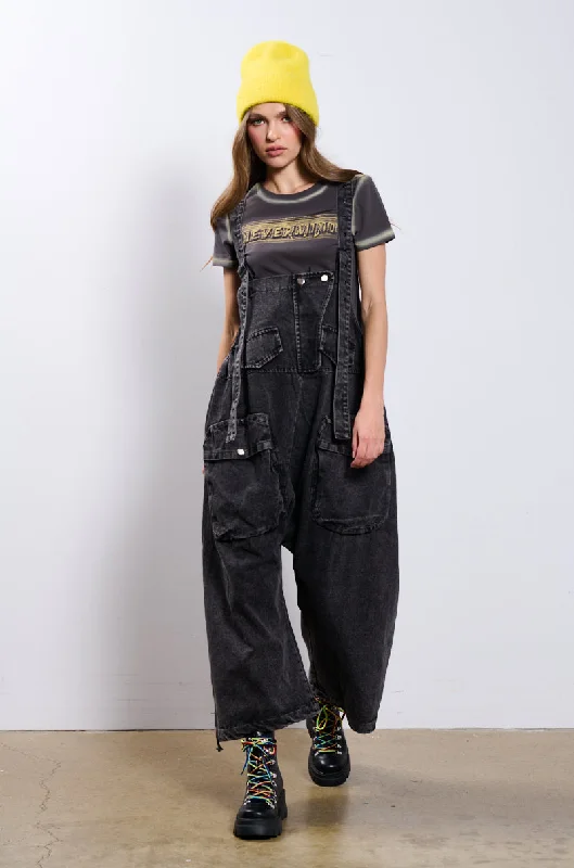 JUST LIKE THAT BAGGY FIT OVERALLS IN GREY Relaxed Corduroy Romper