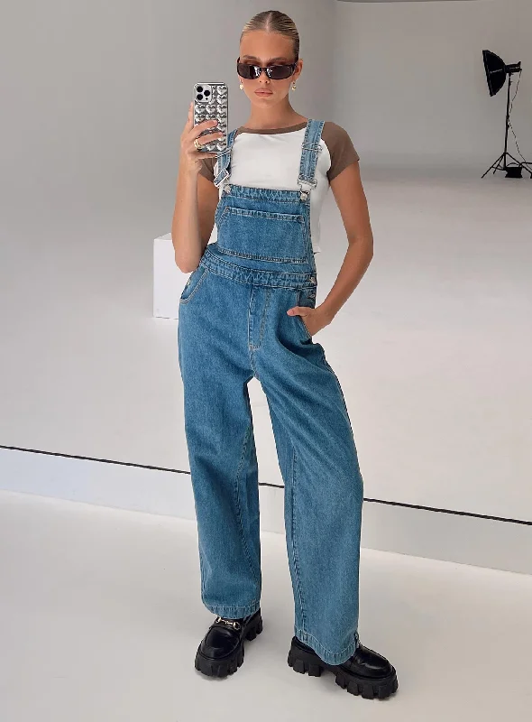 Kacey Long Overalls Denim Casual Roll-Up Overalls