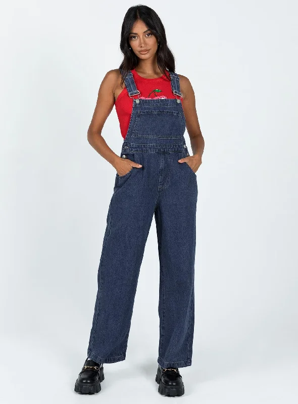 Kacey Long Overalls Mid Blue Versatile Day-to-Night Jumpsuit
