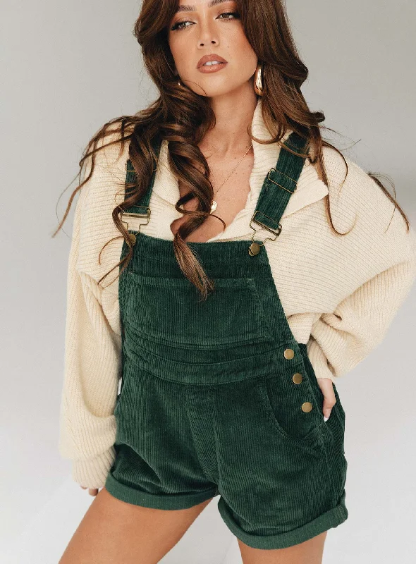 Kacey Overalls Khaki Petite Cozy Knit Overalls