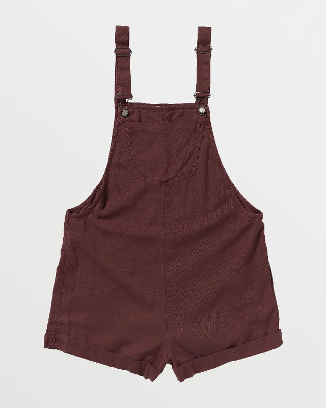 Silver Sky Set Short Overalls - Bitter Chocolate Stretchy Skinny Overalls