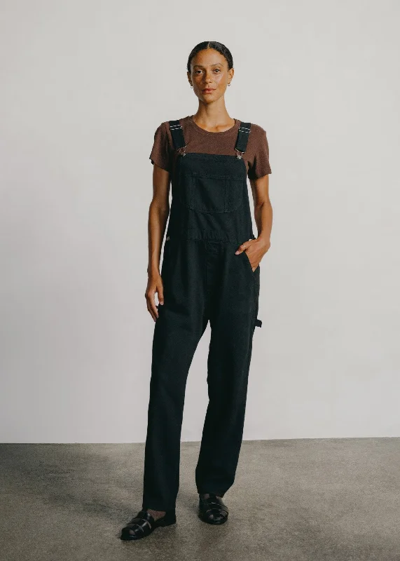 Standard Overalls, Tencel Bull Denim, Ink Black High-Neck Overall Dress
