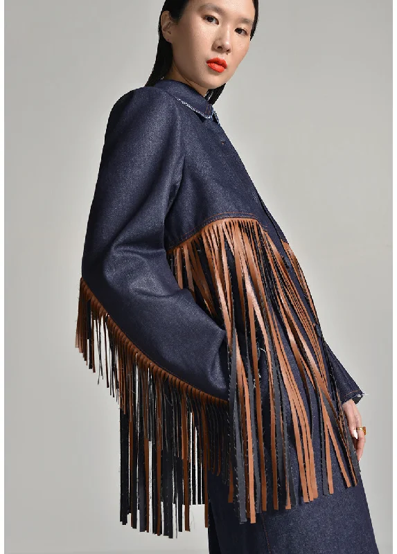 TRENCH-DRESS WITH FRINGES Trendy Open Front Trench