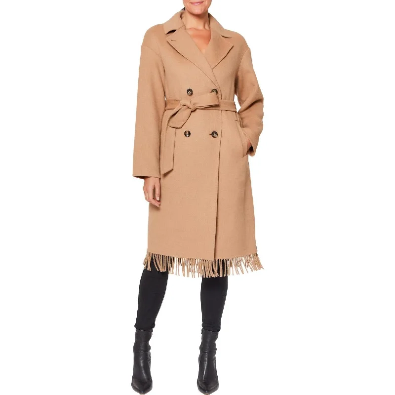 Vince Camuto Womens Fringe Belted Trench Coat Trendy Soft Trench Coat
