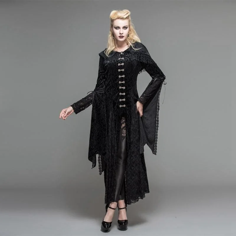 Women's Vintage Goth Hooded Robe Hoodie with Patch Decorative Personalized