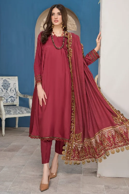 Winter Ready to Wear 3 Pcs Shawl Dress by Gulwarun 03 Luxurious Silk Shawl Cape
