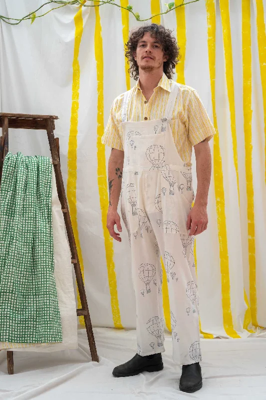 Work Overalls - Balloon Print Long Sleeve Jumpsuit