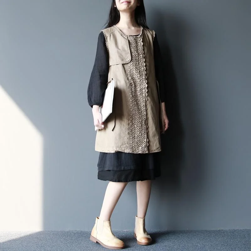 2017 nude lace vest coats jacets plus size Stylish Hooded Vest