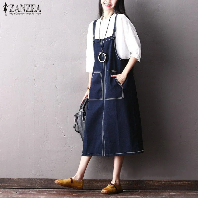 2019 Summer Women Elegant Office Work Denim Blue Dress ZANZEA Casual Loose Pockets Overalls Vestido Beach Robe Femme Plus Size Short-Sleeve Denim Jumpsuit 2019 Summer Women Elegant Office Work Denim Blue Dress ZANZEA Casual Loose Pockets Overalls Vestido Beach Robe Femme Plus Size Short-Sleeve Denim Jumpsuit