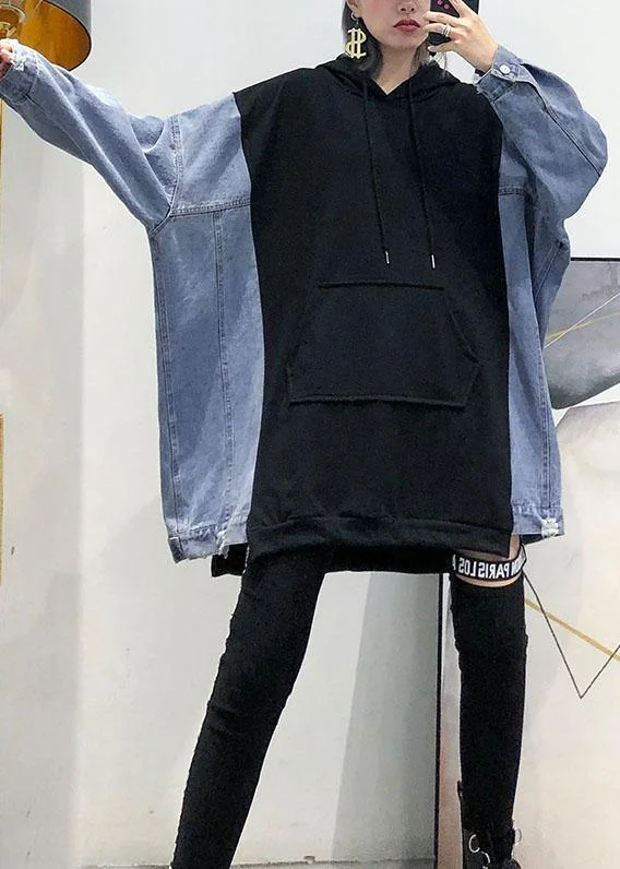Art black hooded cotton clothes patchwork daily fall tops Hoodie with Slim Fit Tailored Modern Art black hooded cotton clothes patchwork daily fall tops Hoodie with Slim Fit Tailored Modern