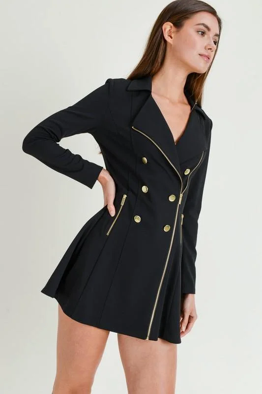 Bella, Zip Up Trench Flared Coat Dress Comfortable Casual Wool Trench