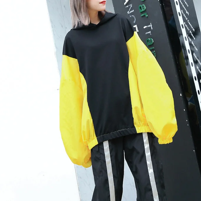 Fine yellow tops oversize hooded patchwork casual boutique batwing Sleeve baggy tops Hoodie with Cropped Fit Short Trendy Fine yellow tops oversize hooded patchwork casual boutique batwing Sleeve baggy tops Hoodie with Cropped Fit Short Trendy