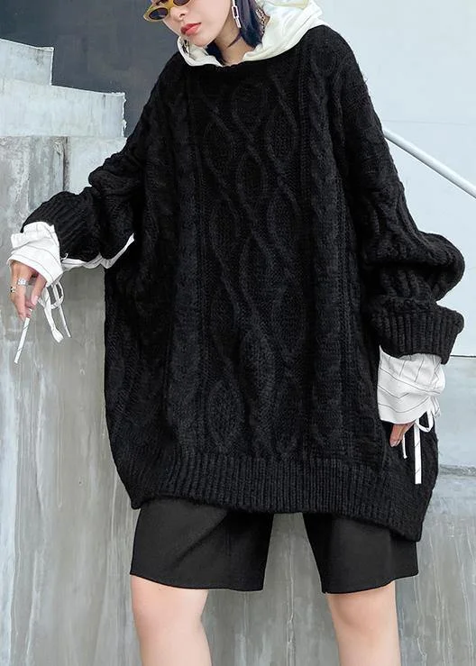 For Spring fall black knit tops plus size hooded clothes For Women Hoodie with Earth Tones Natural Calm For Spring fall black knit tops plus size hooded clothes For Women Hoodie with Earth Tones Natural Calm