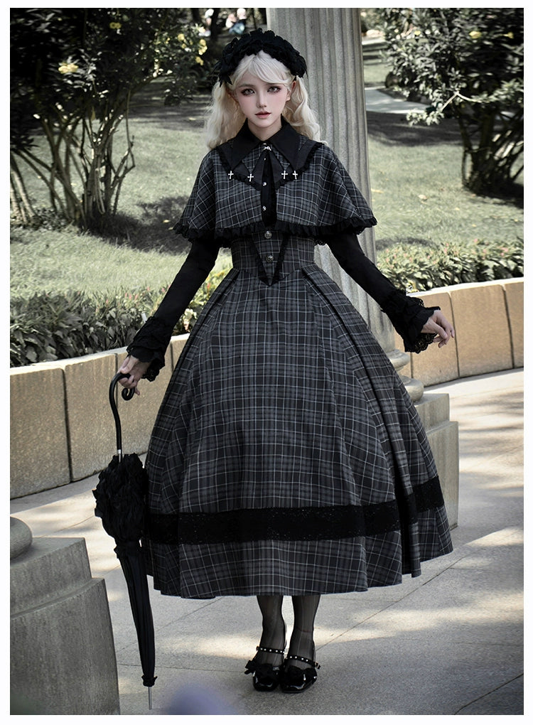 With PUJI~Ming Stationery~Gothic Lolita Bustier Dress and Shawl Set Lolita Blouse Trendy Long Knit Shawl With PUJI~Ming Stationery~Gothic Lolita Bustier Dress and Shawl Set Lolita Blouse Trendy Long Knit Shawl