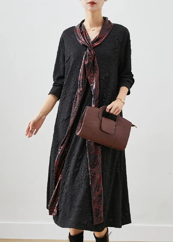 Italian Black Shawl Collar Wrinkled Cotton Dresses Fall Warm Wool Shawl Cape