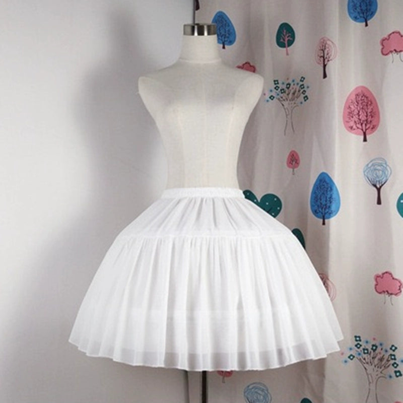 Krncrlo~White Lolita Petticoat Adjustable 14M Violence Fishbone Petticoat Down Puffer Quilted