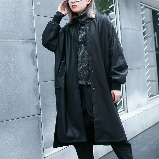 New black pu plus size clothing stand collar holiday tops fine side open pockets linen pu coat Raincoat Turtleneck Coat Wrap Coat New black pu plus size clothing stand collar holiday tops fine side open pockets linen pu coat Raincoat Turtleneck Coat Wrap Coat