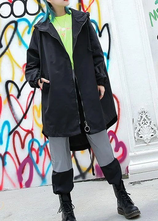 Simple black hooded Fine tunic pattern Work Outfits low high design fall outwears Hoodie with Relaxed Fit Easy Casual Simple black hooded Fine tunic pattern Work Outfits low high design fall outwears Hoodie with Relaxed Fit Easy Casual