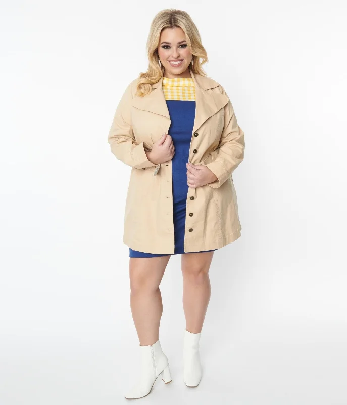 Smak Parlour Plus Size Khaki Belted Trench Coat Cozy Winter Wool Trench