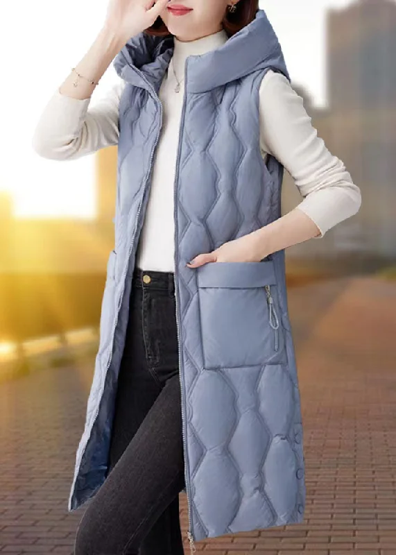 Thick Gray Women Parka Casual Winter Sleeveless Hooded Zippered Outwear Hoodie with Lace Feminine Delicate