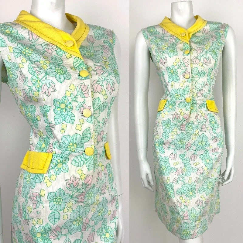 VINTAGE 60s 70s WHITE PASTEL PINK BLUE YELLOW FLORAL SHAWL SHEATH DRESS 10 12 Cozy Chunky Knit Shawl VINTAGE 60s 70s WHITE PASTEL PINK BLUE YELLOW FLORAL SHAWL SHEATH DRESS 10 12 Cozy Chunky Knit Shawl