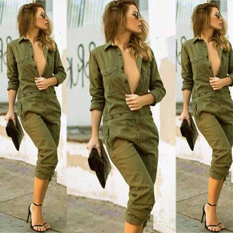 Women Plus Jeans Denim Overalls Jumpsuit Retro Plaid Jumpsuit