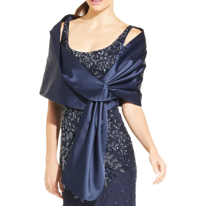Adrianna Papell Womens Satin Pull Through Shawl/Wrap Elegant Knit Shawl Cape